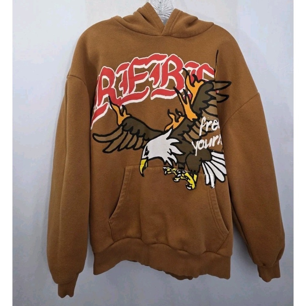 PacSun Mens Hoodie Sz Med Sweatshirt Rebel 'Free Yourself'  Eagle Print Punk